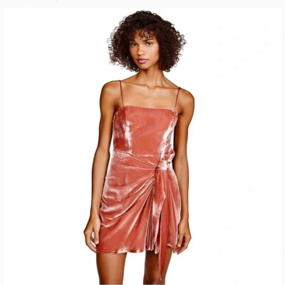 Cinq a sept pink velvet bow dress EUC